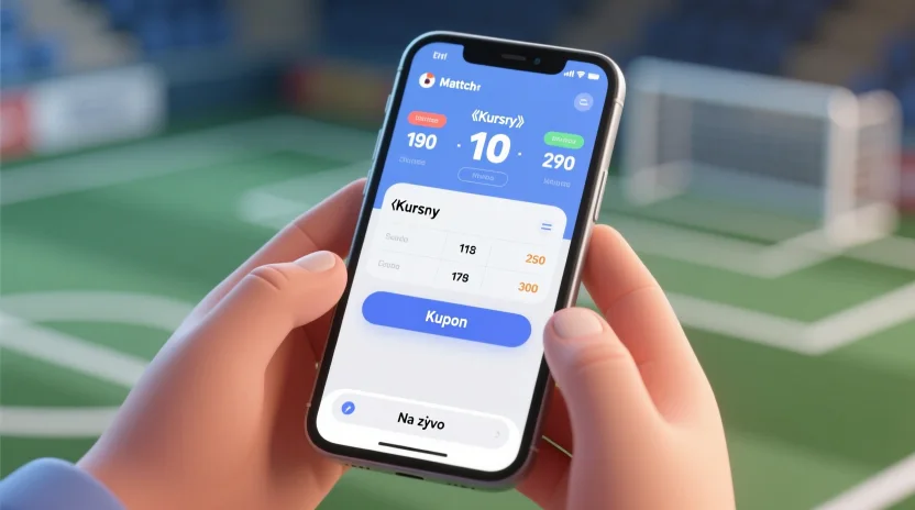Interfejs aplikacji mobilnej z kuponem zakładów sportowych