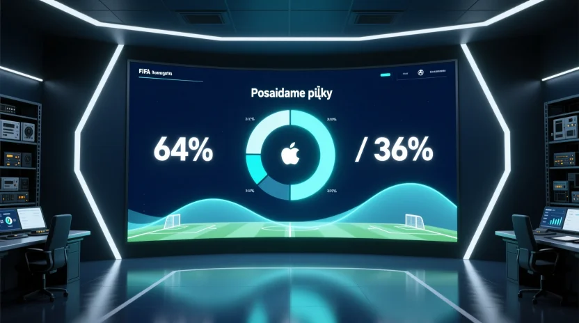 Dashboard statystyk meczowych pokazujący posiadanie piłki i analizę meczu w czasie rzeczywistym